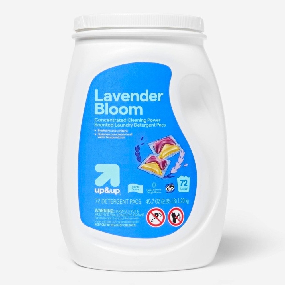 up&up Laundry Detergent Pacs Lavender Bloom, 72 Count/Loads, HE, Concentrated